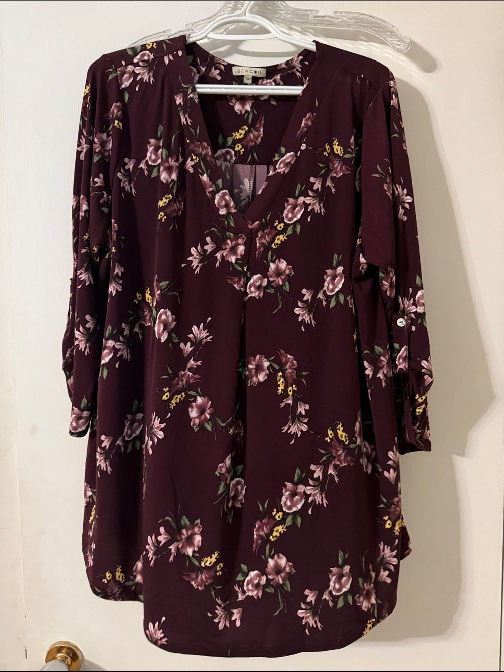 Beacon Plum Floral Long Sleeve Tunic
